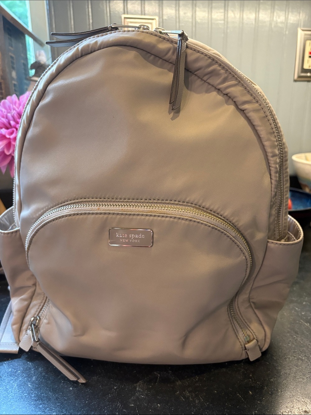 kate spade nylon backpack in taupe